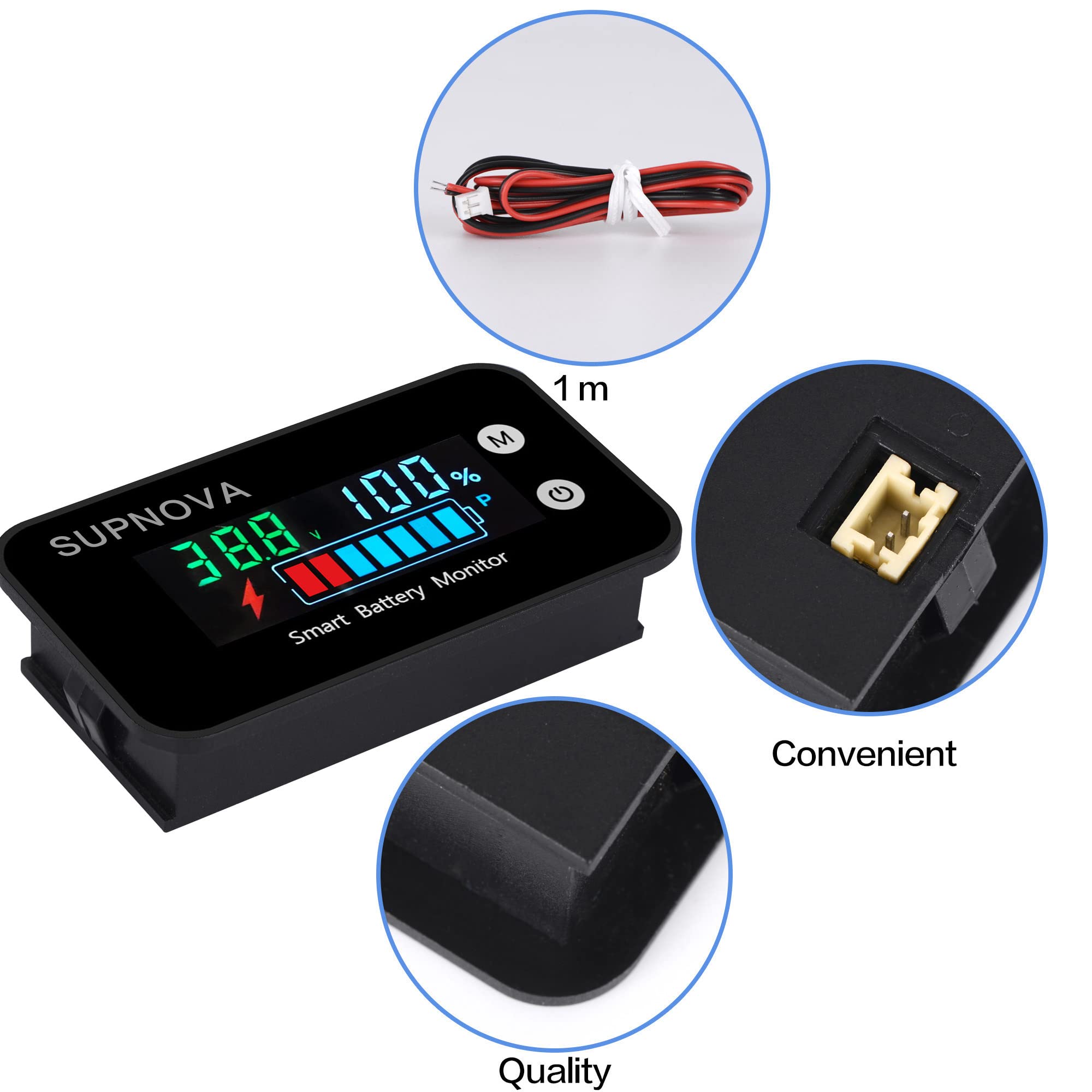 Amazon.co.jp: バッテリーモニター 7-100V、SUPNOVA 12v 24v 36v 48v